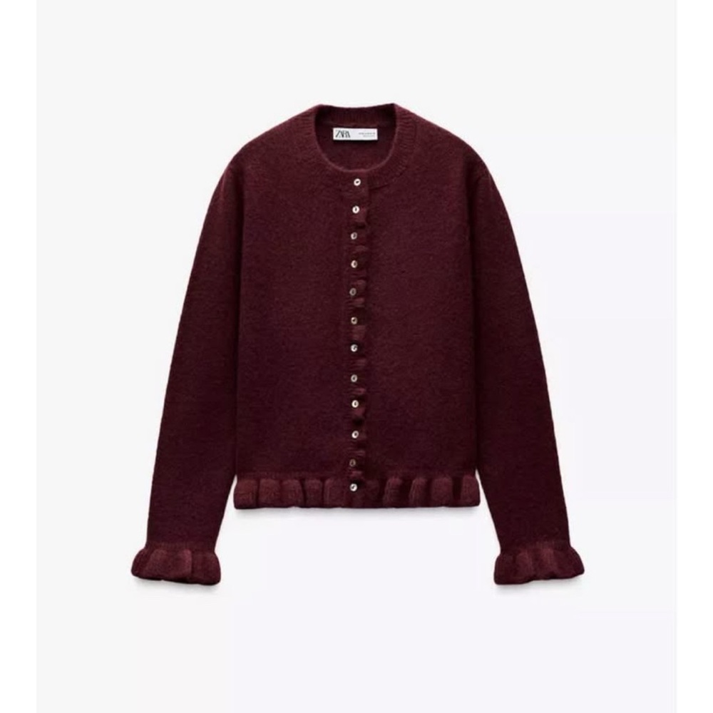 Zara Burgundy Button-Up Cardigan